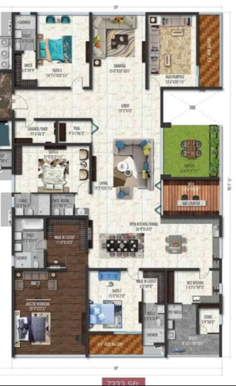 Floor Plan, sri-fortune-sonthalia-sky-villas 4 Bedroom 6333 Sq.Ft. Apartment In Kokapet Hyderabad 10168595