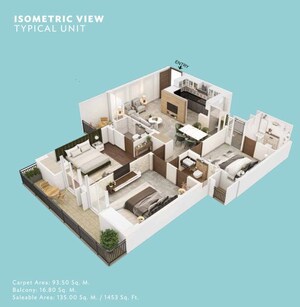 Floor Plan in 3 BHK Apartment at Greenwood Enclave, Wave City – for Sale