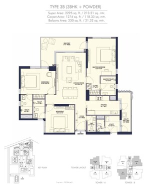 Floor Plan in 3.5 BHK Apartment at Conscient Hines Elevate, Sector 59 – for Sale