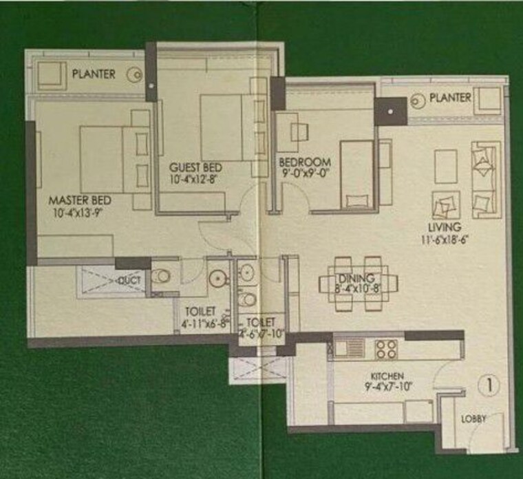 Floor Plan, oberoi-realty-splendor 3 Bedroom 1377 Sq.Ft. Apartment In Andheri East Mumbai 10176210