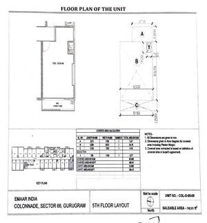 Floor Plan in  Office Space at Emaar MGF Colonnade, Sector 66 – for Rent