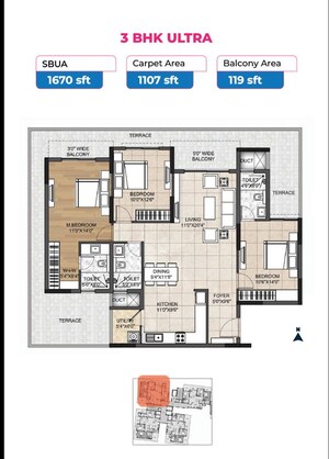 Floor Plan in 3 BHK Apartment at Sarjapur – for Sale