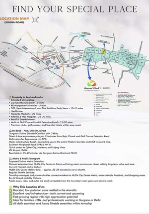 3 BHK Builder Floor – Map Location View at Central Park Flower Valley, Sohna Sector 33 - for Sale