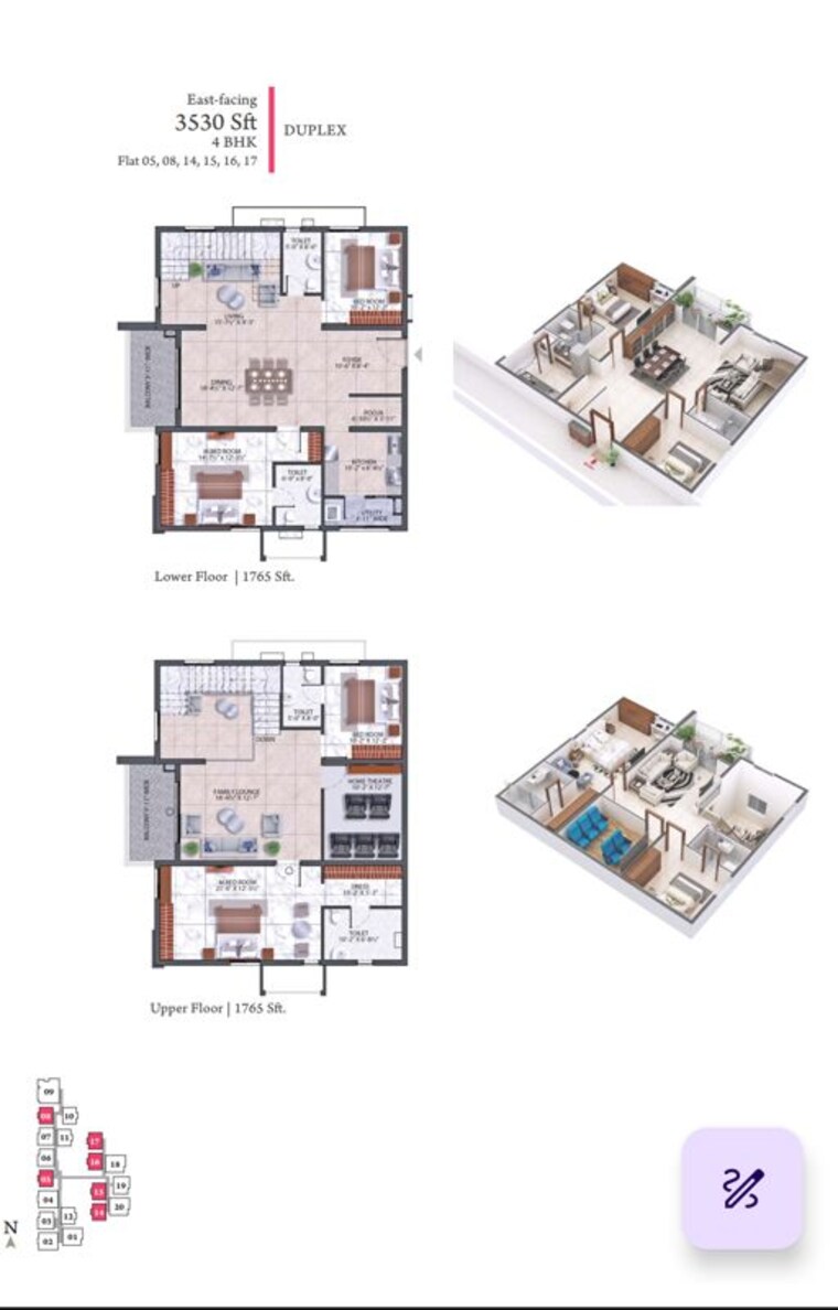 Floor Plan, hallmark-treasor 4 Bedroom 3530 Sq.Ft. Apartment In Narsingi Hyderabad 10182267
