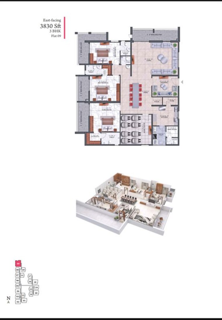Master Plan, hallmark-treasor 3 Bedroom 3830 Sq.Ft. Apartment In Narsingi Hyderabad 10182276