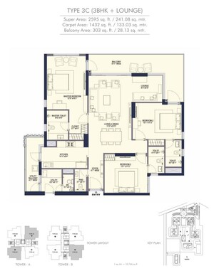 Floor Plan in 3.5 BHK Apartment at Conscient Hines Elevate, Sector 59 – for Sale