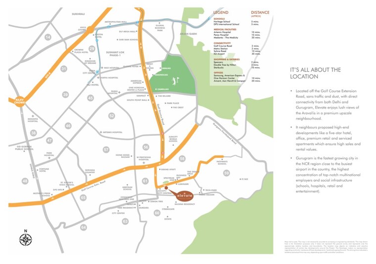 Map Location, conscient-hines-elevate 3.5 Bedroom 2595 Sq.Ft. Apartment In Sector 59 Gurgaon 10182495
