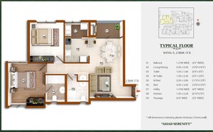 Floor Plan in 2 BHK Apartment at Ahad Serenity, Rayasandra – for Rent