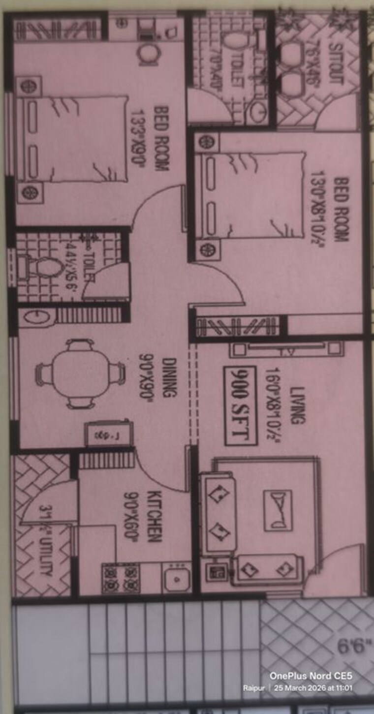 Floor Plan, gayatri-nivas 2 Bedroom 900 Sq.Ft. Apartment In Seetamma Peta Vizag 10182580