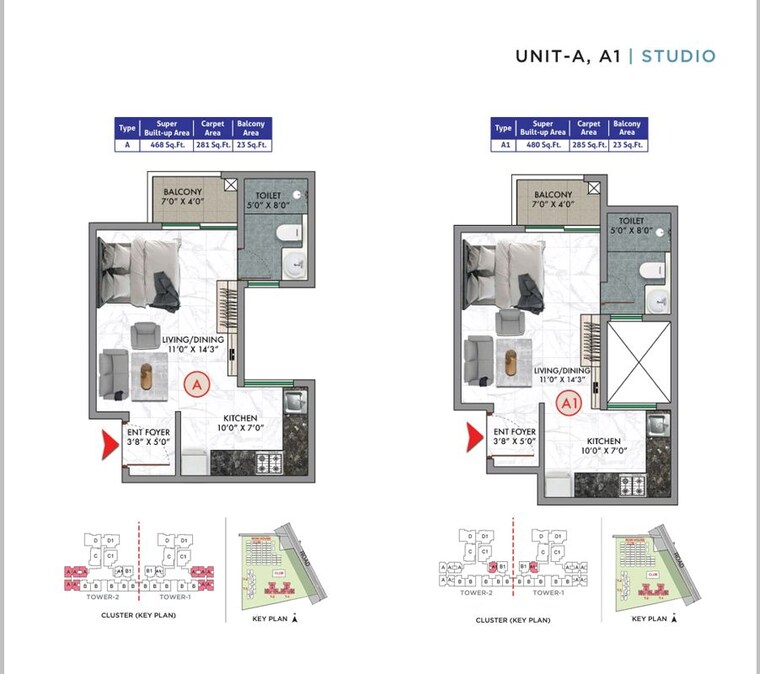 Floor Plan, sattva-songbird Studio 468 Sq.Ft. Apartment In Budigere Cross Bangalore 10185079