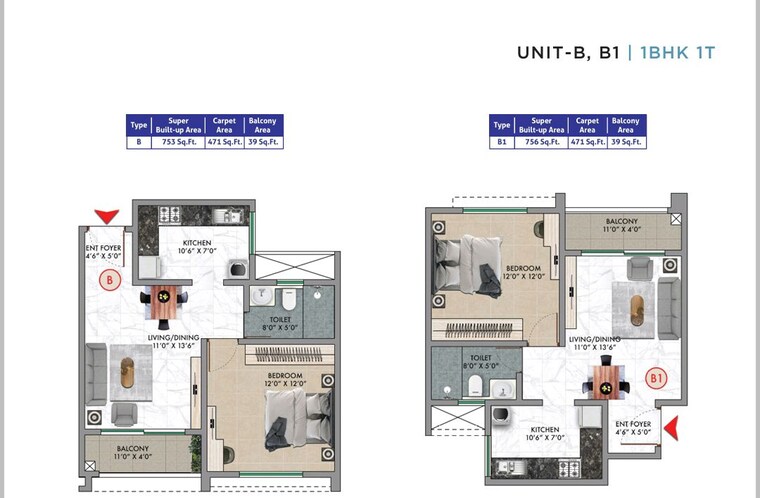 Floor Plan, sattva-songbird 1 Bedroom 750 Sq.Ft. Apartment In Budigere Cross Bangalore 10185304