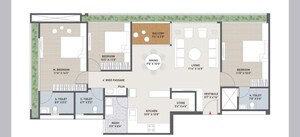 Floor Plan in 3 BHK Apartment at Near Vaishno Devi Circle On Sg Highway – for Sale