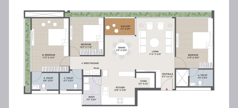 Floor Plan, near vaishno devi circle on sg highway 3 Bedroom 2259 Sq.Ft. Apartment In Near Vaishno Devi Circle On Sg Highway Ahmedabad 10129125