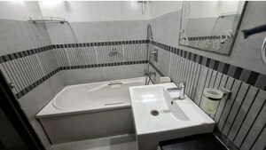 Bathroom in 3 BHK Apartment at Bharat Shiv Sai Paradise, Majiwada – for Rent