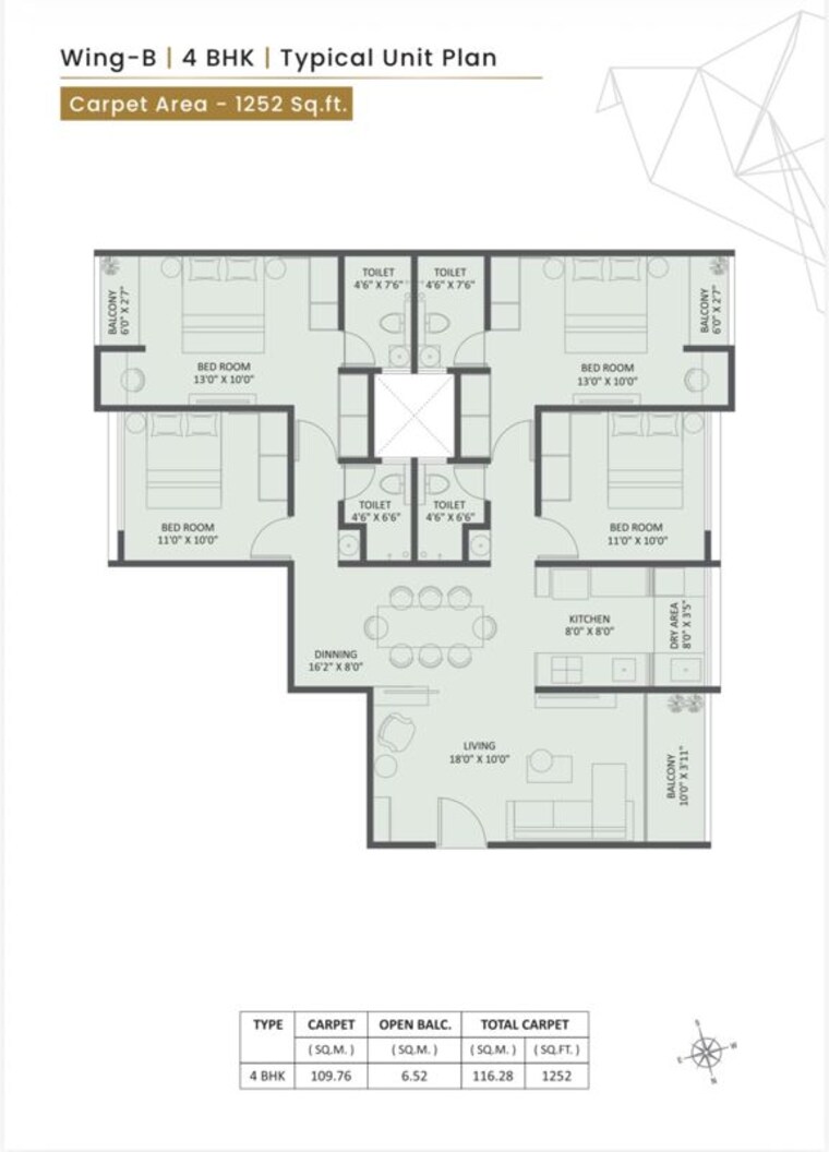 Floor Plan, wakad 2 Bedroom 800 Sq.Ft. Apartment In Wakad Pune 10188676