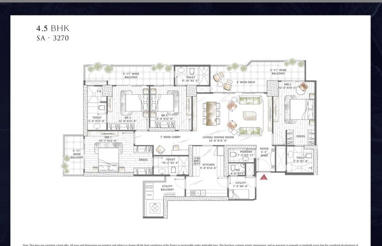 Floor Plan, sector 48 3 Bedroom 2355 Sq.Ft. Apartment In Sector 48 Gurgaon 10157389