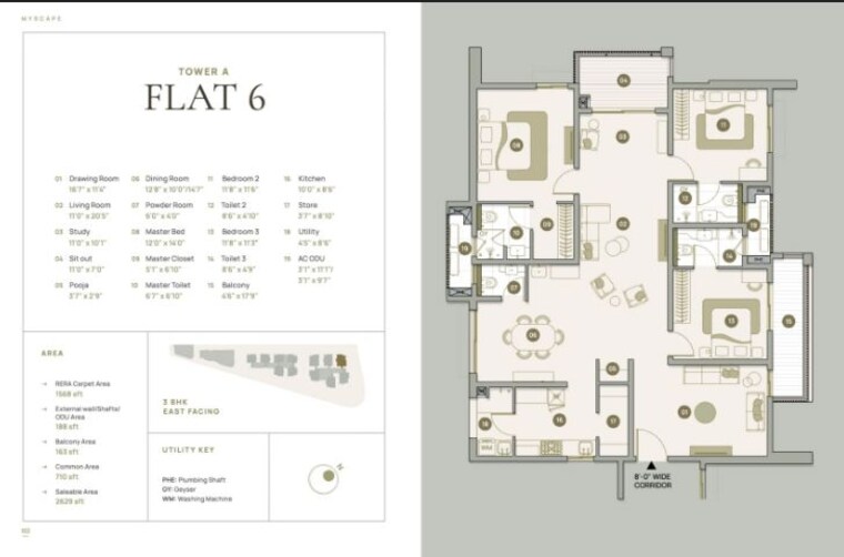 Floor Plan, myscape-palma 3 Bedroom 1392 Sq.Ft. Apartment In Financial District Hyderabad 10190017
