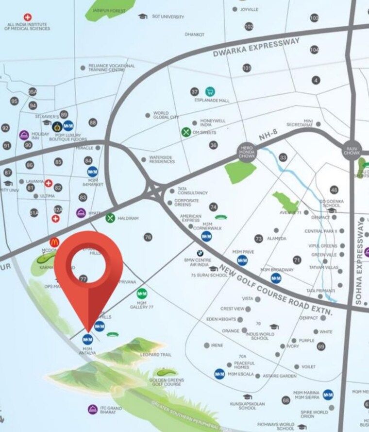 Map Location, m3m-antalya-hills 3.5 Bedroom 1660 Sq.Ft. Builder Floor In Sector 79 Gurgaon 10190241