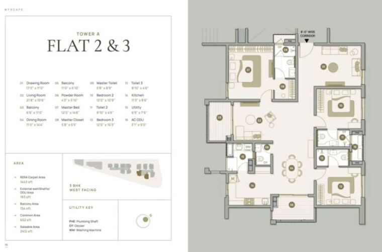 Floor Plan, myscape-palma 3 Bedroom 2412 Sq.Ft. Apartment In Financial District Hyderabad 10190877
