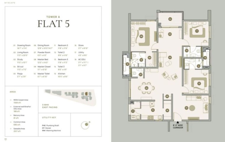 Floor Plan, myscape-palma 3 Bedroom 2517 Sq.Ft. Apartment In Financial District Hyderabad 10193271