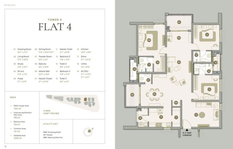 Floor Plan, myscape-palma 3 Bedroom 2629 Sq.Ft. Apartment In Financial District Hyderabad 10193489