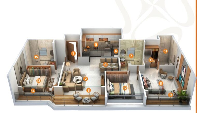 Living Room, wadhwani-om-mangalam-samruddhi 3 Bedroom 1106 Sq.Ft. Apartment In Ravet Pune 10194100
