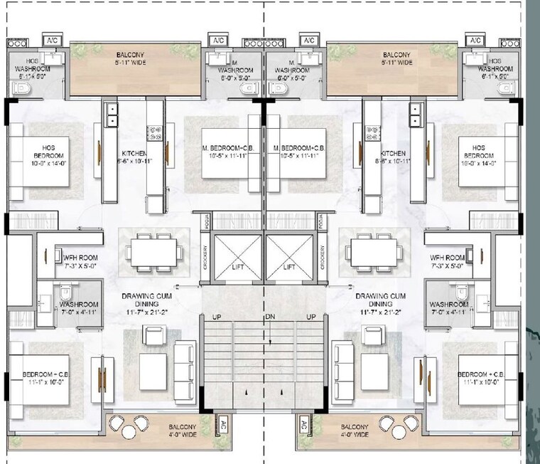 Floor Plan, m3m-soulitude 3.5 Bedroom 1423 Sq.Ft. Apartment In Sector 89 Gurgaon 9863896