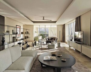 Living Room in 5 BHK Apartment at Panchshil Trump Towers, Kalyani Nagar – for Rent