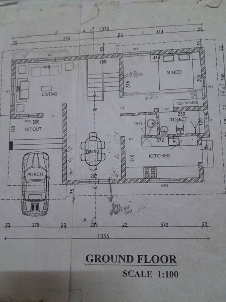Floor Plan, maradu 3 Bedroom 1600 Sq.Ft. Independent House In Maradu Kochi 10194526