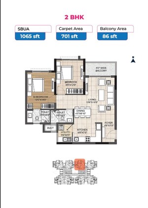 Floor Plan in 2 BHK Apartment at Singanayakanahalli – for Sale