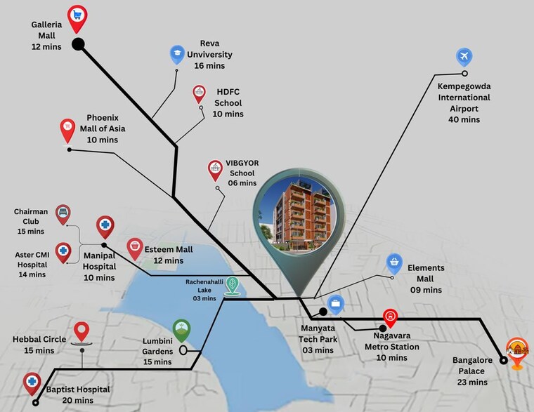 Map Location, manyata-tech-park 3 Bedroom 2157 Sq.Ft. Apartment In Nagavara Bangalore 10182567
