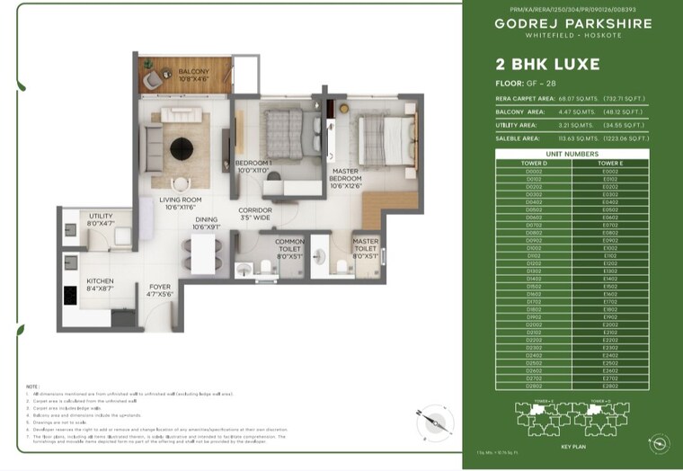 Floor Plan, godrej-parkshire 2 Bedroom 1228 Sq.Ft. Apartment In Hoskote Bangalore 10195457