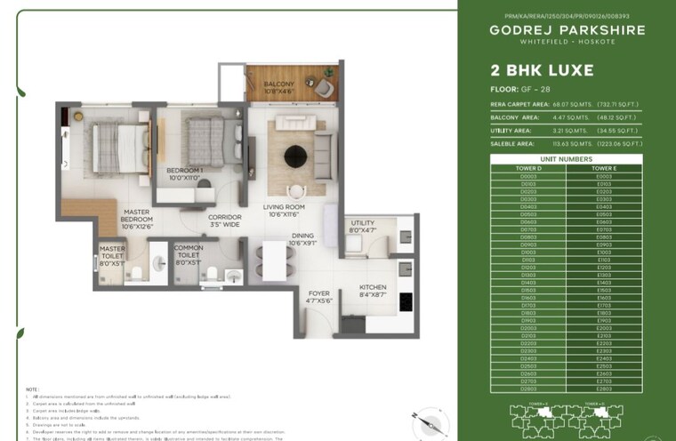 Floor Plan, godrej-parkshire 2 Bedroom 1228 Sq.Ft. Apartment In Hoskote Bangalore 10195457