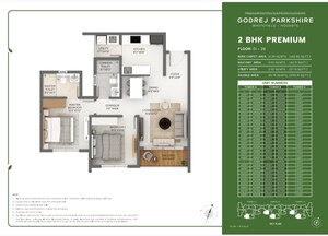 Floor Plan in 3 BHK Apartment at Godrej Parkshire, Hoskote – for Sale