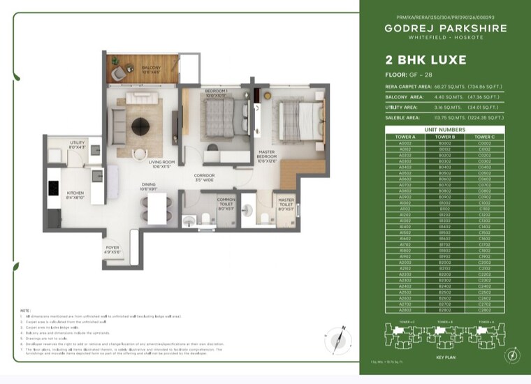 Floor Plan, godrej-parkshire 3 Bedroom 1750 Sq.Ft. Apartment In Hoskote Bangalore 10195475