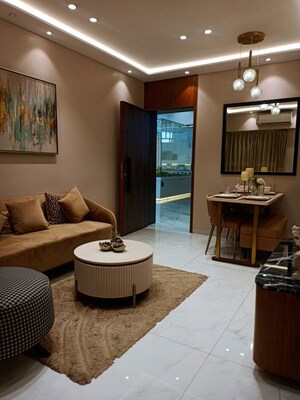 Living Room in 1 BHK Apartment at Vihang Nova, Ghodbunder Road – for Sale