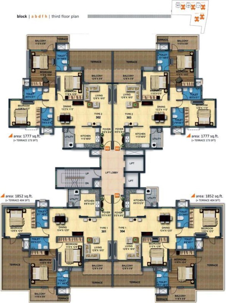 Floor Plan, mrkr-mera-homes 3 Bedroom 1852 Sq.Ft. Apartment In Whitefield Bangalore 10200526