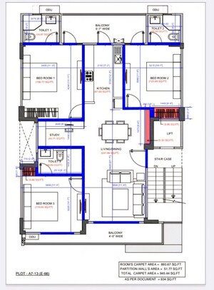 Floor Plan in 3.5 BHK Builder Floor at M3M Soulitude, Sector 89 – for Sale