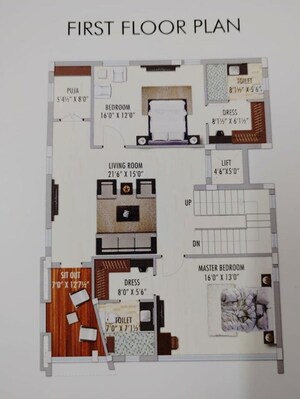 Floor Plan in 5 BHK Villa at Kismatpur – for Sale