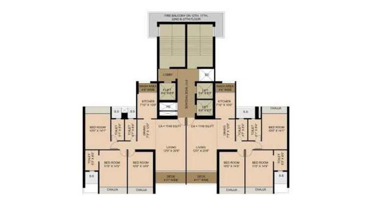 Floor Plan, delta-icon 3 Bedroom 2129 Sq.Ft. Apartment In Airoli Sector 7 Navi Mumbai 10205238
