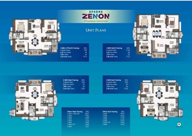 Floor Plan, aparna-zenon 3 Bedroom 2257 Sq.Ft. Apartment In Puppalaguda Hyderabad 10207464