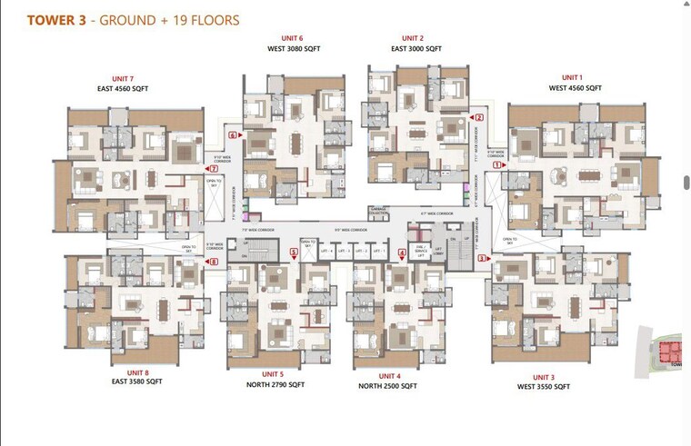 Floor Plan, cybercity-trevita 3 Bedroom 2500 Sq.Ft. Apartment In Kothaguda Hyderabad 10207582