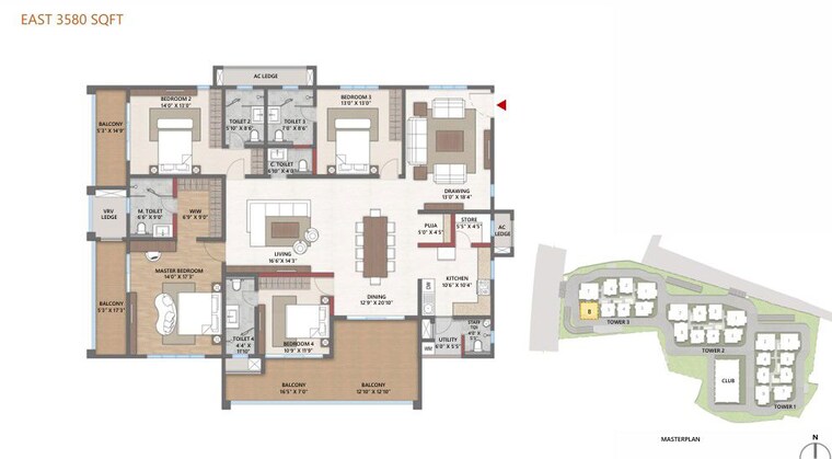 Floor Plan, cybercity-trevita 3 Bedroom 2500 Sq.Ft. Apartment In Kothaguda Hyderabad 10207582