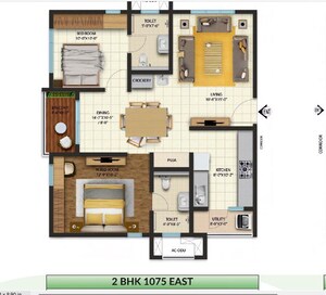 Floor Plan in 2 BHK Apartment at Cybercity West Brook, Kokapet – for Sale