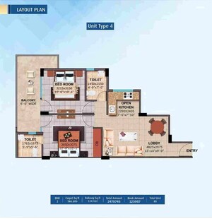 Floor Plan in 2 BHK Apartment at Landmark The Homes 81, Sector 81 – for Sale