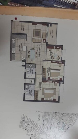 Floor Plan in 2.5 BHK Apartment at Prestige Lakeside Habitat, Varthur – for Sale