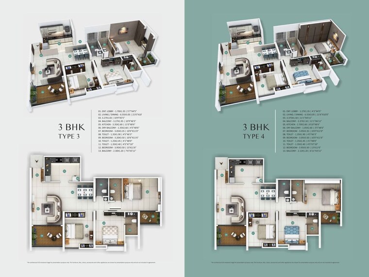 Floor Plan, tathawade 3 Bedroom 1047 Sq.Ft. Apartment In Tathawade Pune 10208097