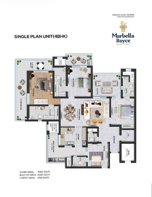 Floor Plan in 4 BHK Apartment at Sector 83 A – for Sale