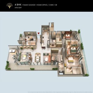 Floor Plan in 4 BHK Apartment at Omaxe Royal Residency Faridabad, Sector 79 – for Sale