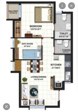 Floor Plan in 1.5 BHK Apartment at Bren Northern Lights, Jakkuru – for Sale